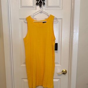Tommy Hilfiger Vibrant Yellow Sleeveless Dress W/Pockets textured light and airy